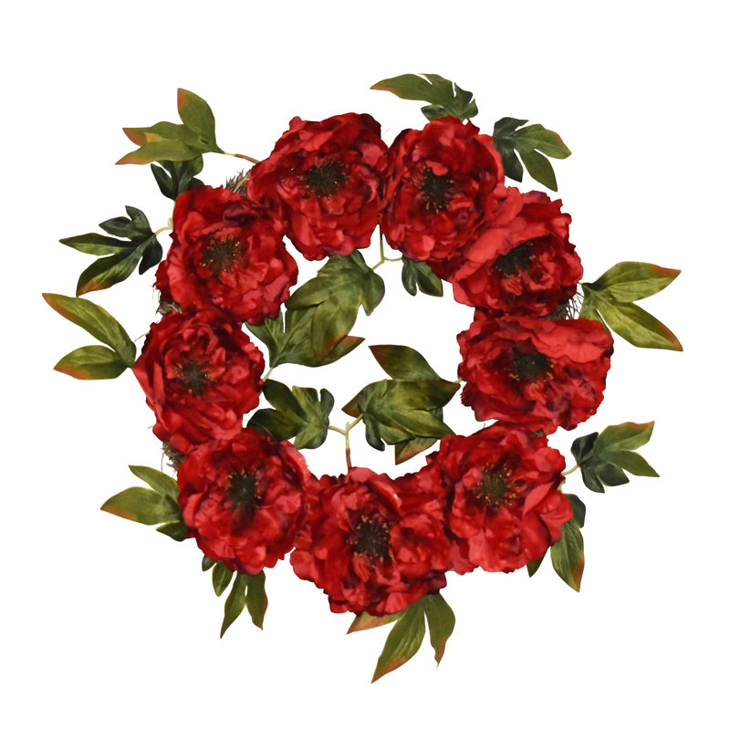 Couronne de pivoines rouges 24 po 24 po