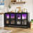 Sideboard Buffet Cabinet With Storage & Led Lights, 55" Large Wood Cabinet With 4 Fluted Glass Doors-106644777