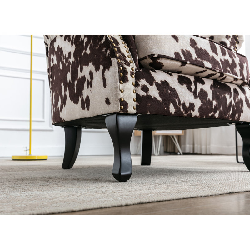 Dorava Velvet Accent Chair, Cow