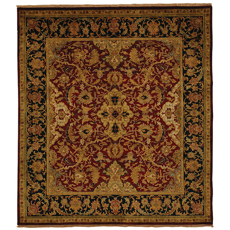 Polonaise Wool Oriental Area Rug in Burgundy/Black/Brown, Rectangle 9' x 12'