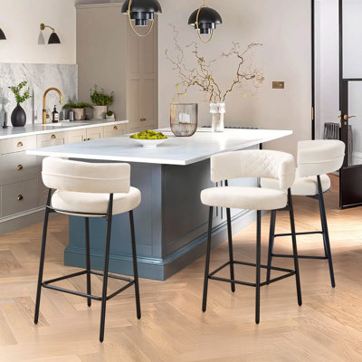 Modern Upholstered Bar Stool with Backrest Armrest