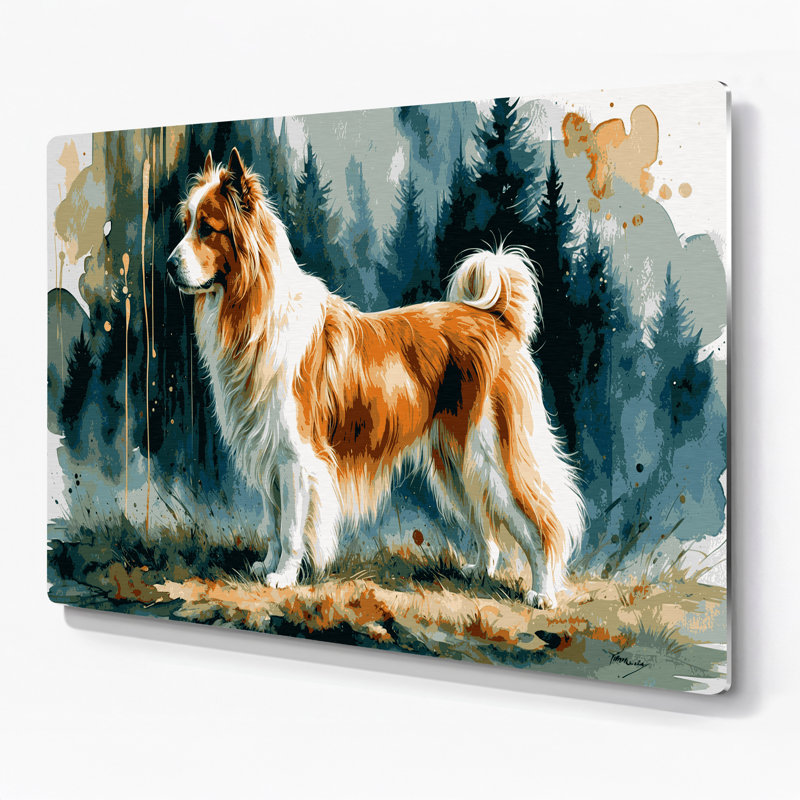 Chiens Eurasier, art mural en métal bleu, H 11 po x l 14 po