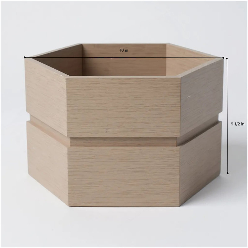 Hexagon Terrace Planter Box Short - Grey Brown, 9.5" H x 14.88" W x 16" D, Brown Gray