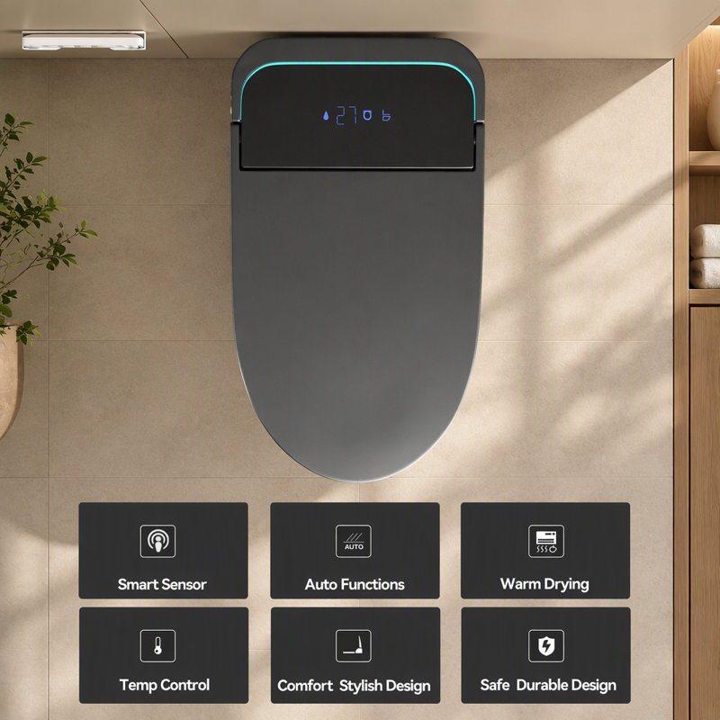 Toilette intelligente une pièce avec bidet, siège à fermeture automatique, sécheuse et eau chaude