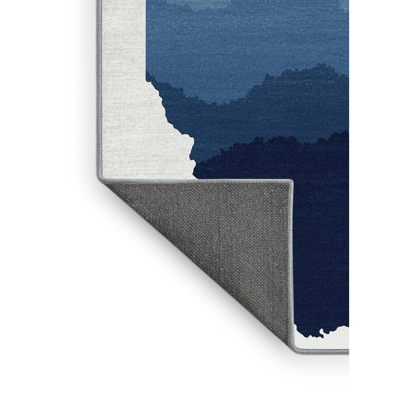 Soft Plush Filkins July 4Th Modern & Contemporary Abstract Area Rug in Blue – SkyBlue Binding, 2x5