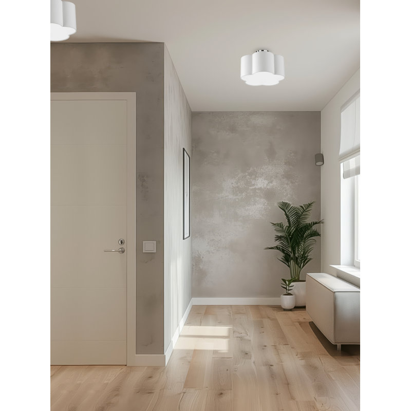 Charysse 3 Light Flush Mount, White, Polished Chrome