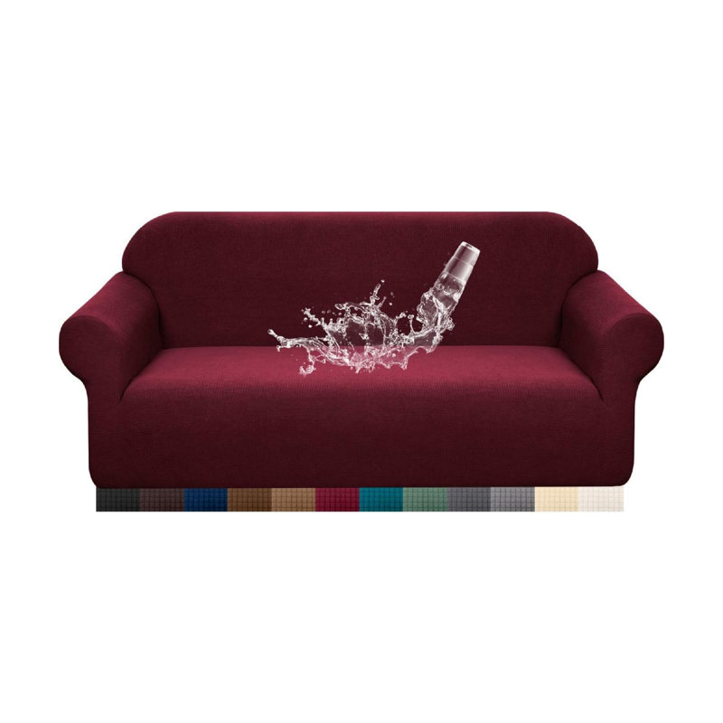 Box Cushion Sofa Slipcover, Wine Red