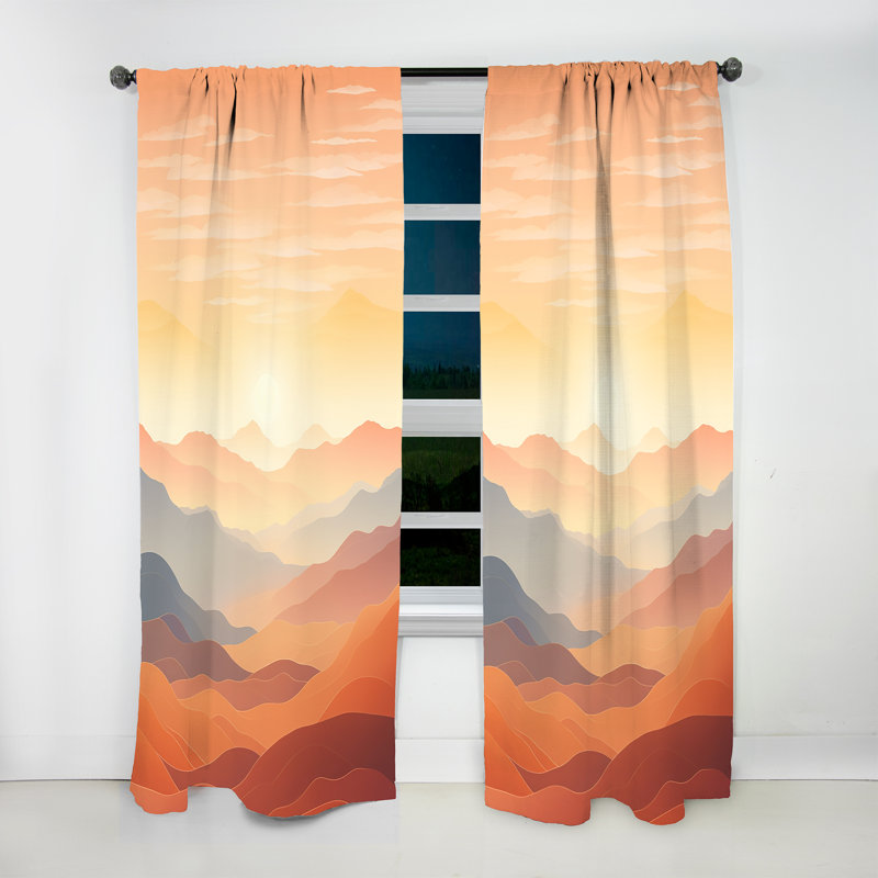 Draiden Bold Sunset Mountain Horizon II - rideau en velours traditionnel - obscurcissant - 1 panneau, L 52 po x L 108 po