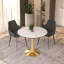  Table de salle à manger 35 "Bristol avec plateau en panneau de fibres à densité moyenne et base en acier inoxydable doré - 4 à 6 personnes pour la cuisine et la salle à manger Bristol-134472085-128501557