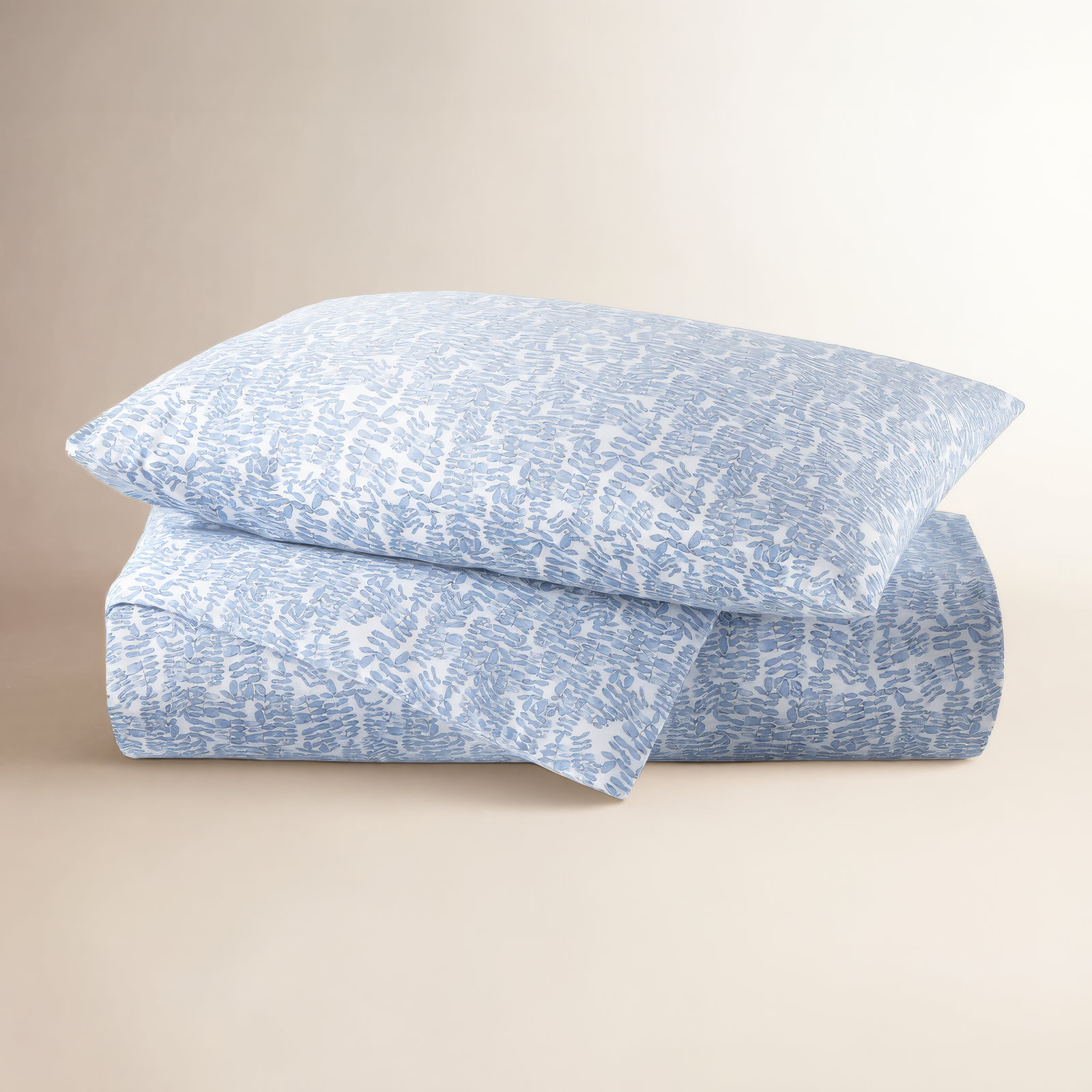 Fern Cotton Duvet Cover Set, Denim, King Duvet Cover