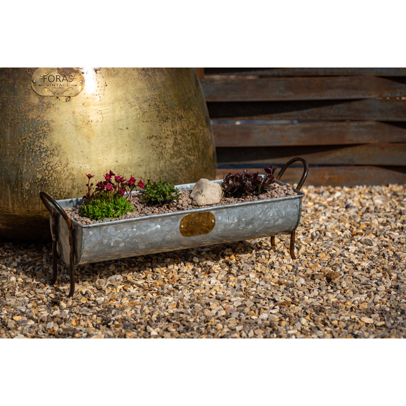 Vintage Snuffle 2 Piece Metal Planter Box Set