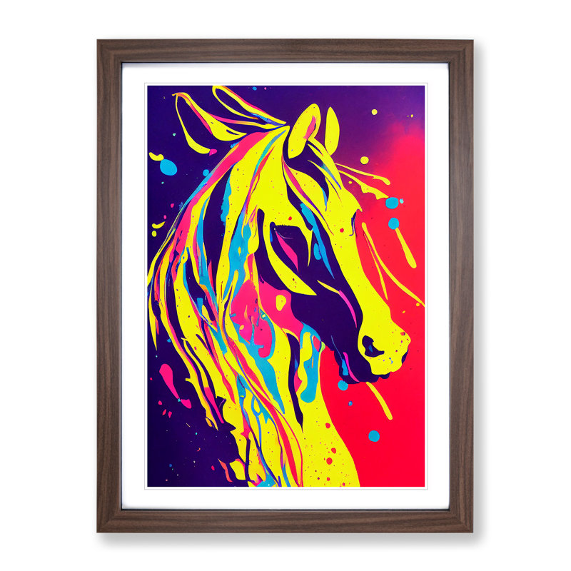 XV1022-4092X Splashed Horse No.2 Abstract - Single Picture Frame Painting, 46cm H x 34cm W x 2cm D, Walnut