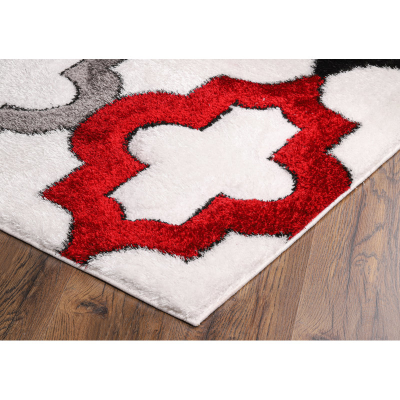 Tapis blanc à poils longs Ed Edsonon, Rectangle 2 pi 1 po x 3 pi 3 po