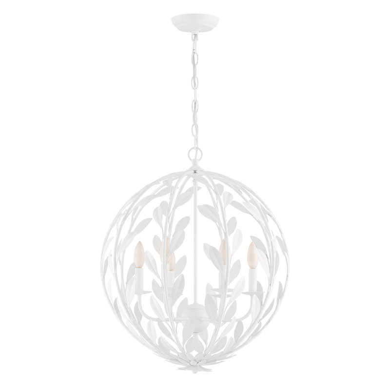 Broche 6 Light Candle Chandelier, White