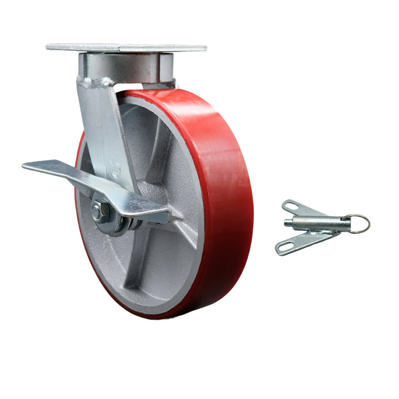 Kingpinless Poly on Steel Caster, Red