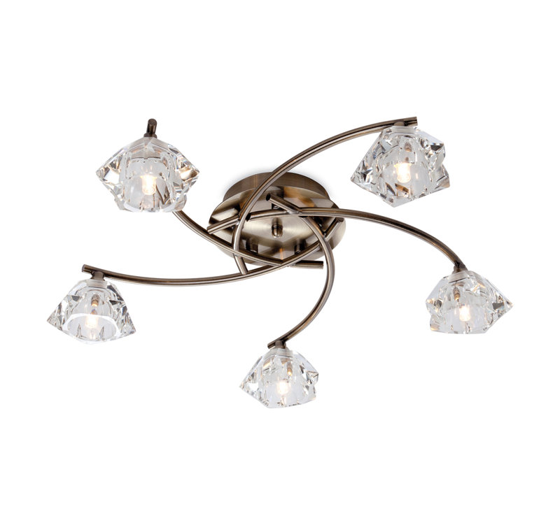 Clara Glass Semi Flush Mount, Antique Brass