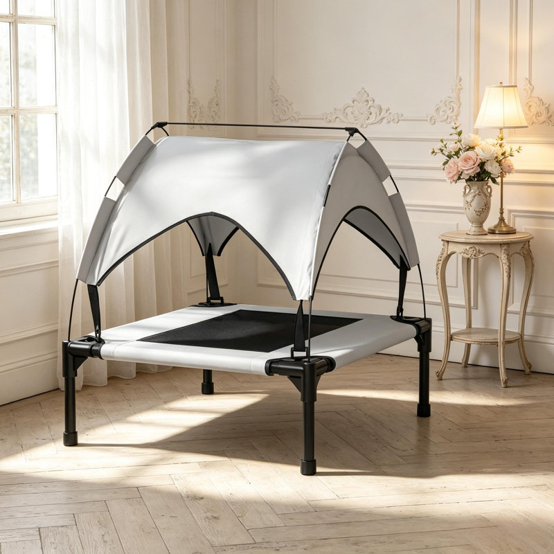 Lit surélevé pour chien avec auvent, lit surélevé pour camping en plein air avec filet lavable respirant