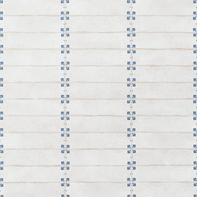 Crackle 2-7/8 In. X 11-7/8 In. Ceramic Wall Tile, White/Blue