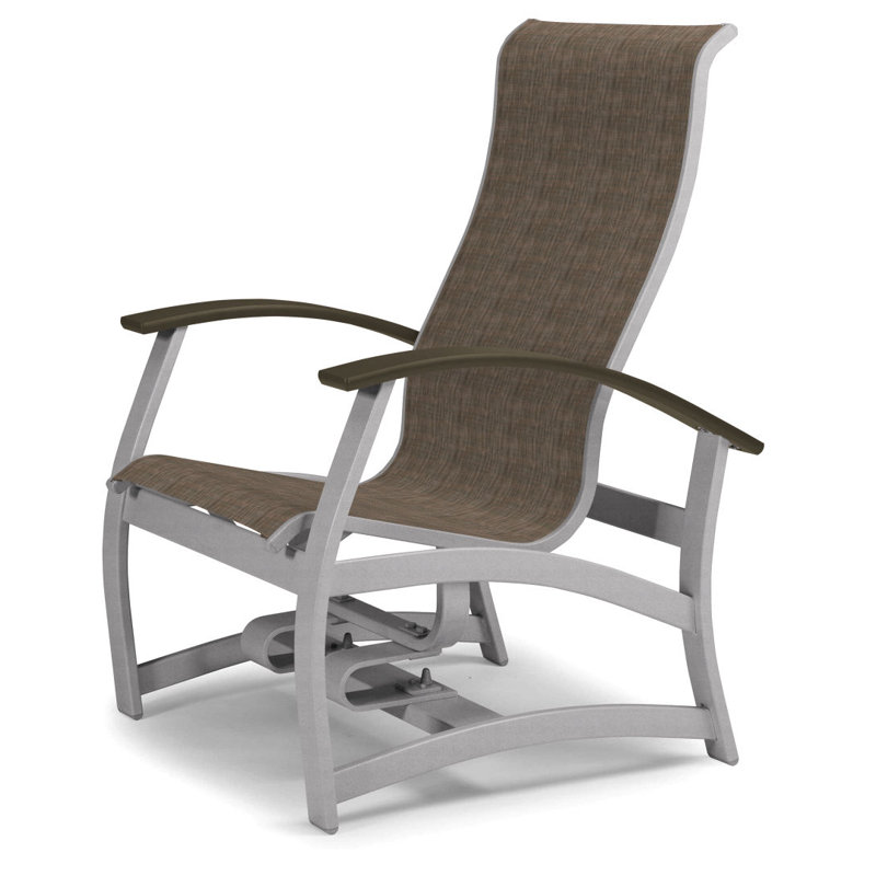 Askar Swivel Powder Coated Aluminum Outdoor Lounge Chair, Alloy Sunbrella®, Beachwood P40, Textured Silver