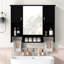 Armoire de rangement murale moderne 35 po x 28 po, armoire de salle de bain murale avec miroir, armoire à pharmacie avec barre à serviettes