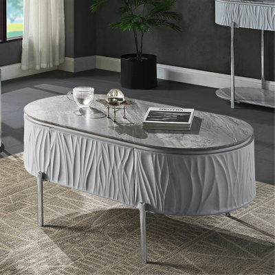 Table basse avec tiroir de rangement et pieds en métal Harry