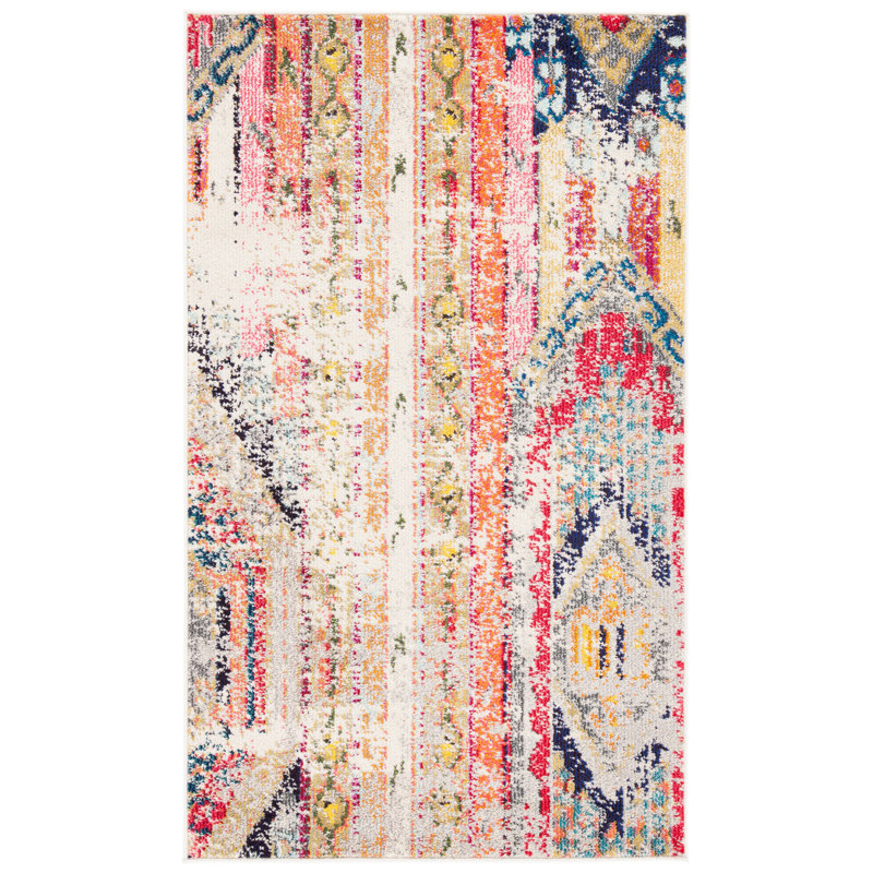 Tapis gris / orange Stanback, Rectangle 2 pi x 4 pi