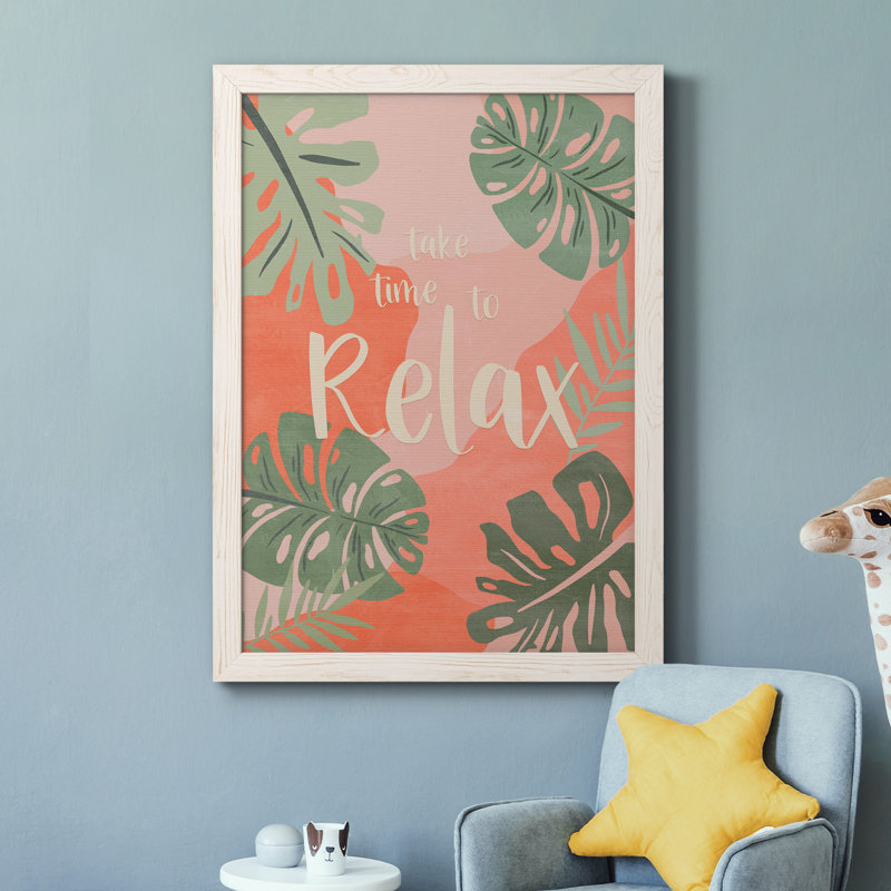 Take Time - Reproduction d'art textuel sur toile encadrée, Cadre blanc, H 44 po x l 31 po x P 1 po