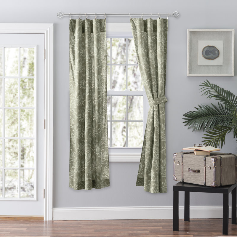 Sanita Room Darkening Curtain Pair, 28" x 63", Sage