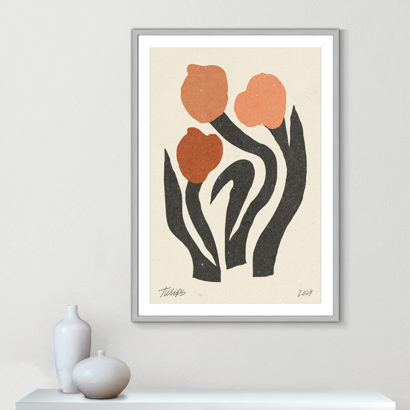 Imprimé de fleurs modernes par NKTN, Matte Silver, 29.5'' W x 41.5'' H, Matted Print