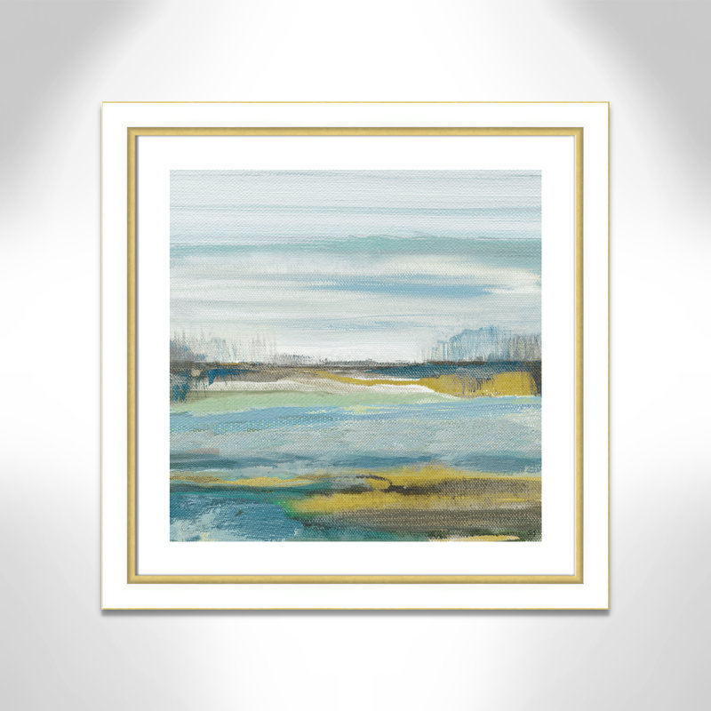 Lewbeach - Peinture encadrée, Blanc/doré, H 29,75 po x l 29,75 po x P 1,13 po