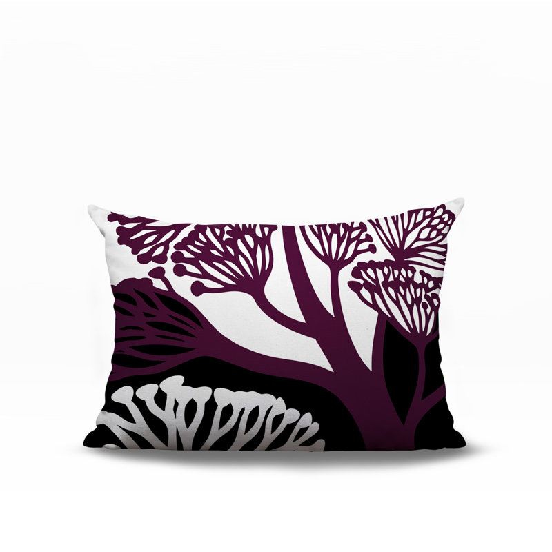 Oreiller rectangulaire réversible intérieur / extérieur à motif floral Sally, Rectangle H 14 po x l 20 po, Mauve