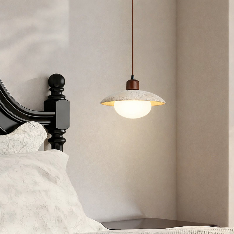 Modern Natural Stone And Wood Pendant Light