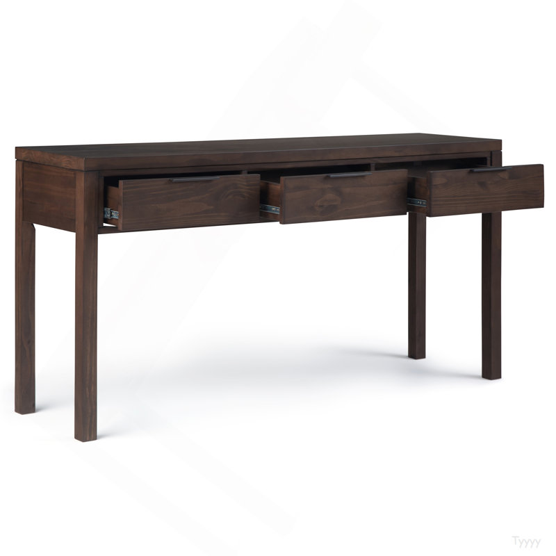 Console Hollander en bois massif de couleur brun noyer chaud