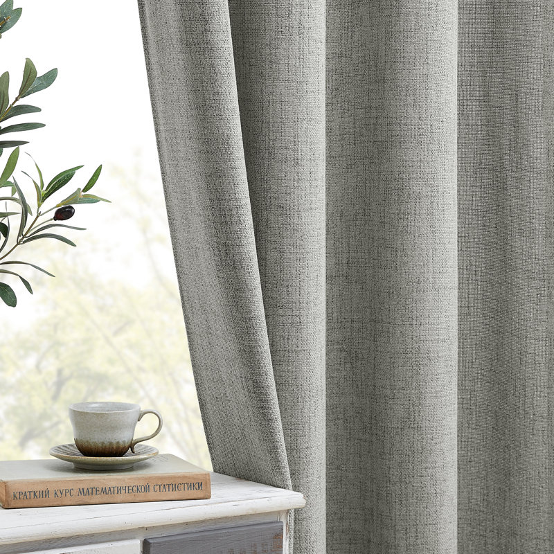 Paire de rideaux semi-transparents Draycott, L 52 po x L 72 po, Gris foncé