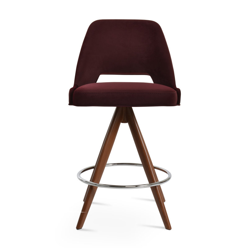 Tabouret Marash Pyramid, Noyer, Tabouret de bar (siège d'une hauteur de 29,5 po)