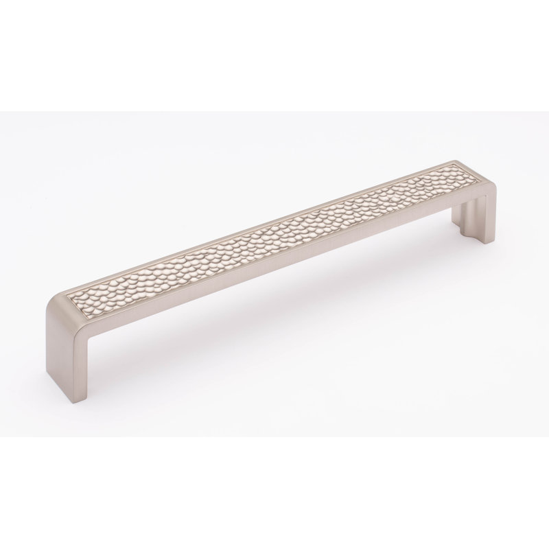 Hammered 8" Center to Center Bar Pull, Satin Nickel