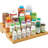 Bamboo Spice Organizer - 4-Tier Kitchen Cabinet Shelf For Spices, Herbs, Jars - Space Saving Pantry Storage Rack For Cabinet, Fridge, Countertop - Clear
