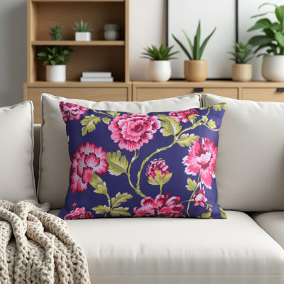 Floral Throw Pillow Cover Set 20x20 with Digital Print and Zipper Closure for Christmas Home Decor
