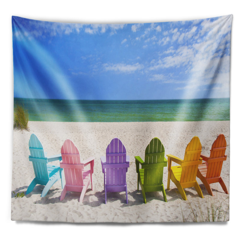 Tapisserie de chaises de plage adirondack de mer, H 32 po x l 39 po