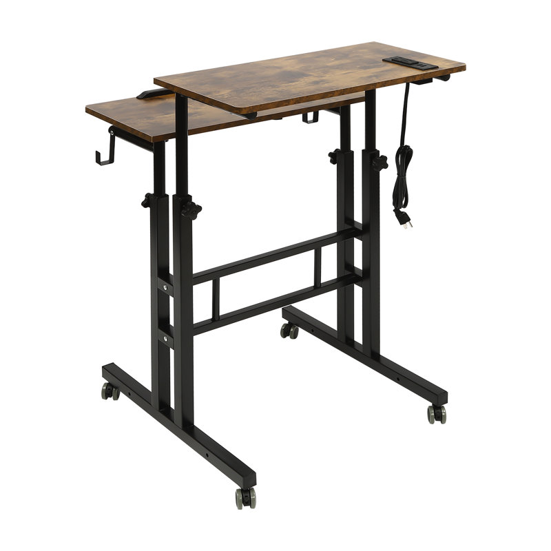 Bureau pour travailler debout à hauteur ajustable, Fer brun / noir