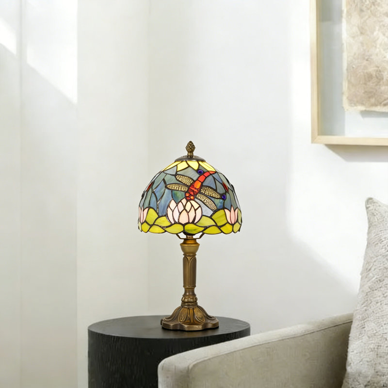 Lampe de table style libellule Tiffany, lampe décorative vitrail H 14,2 po avec ampoule E26