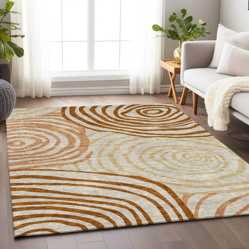 Tapis terre cuite lavable à la machine Premium Prisco, Rectangle 2 pi 6 po x 3 pi 10 po