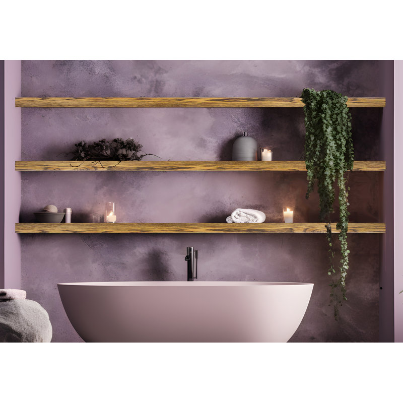 3 Piece Oak Floating Shelf, 3'' H x 46'' W x 6'' D