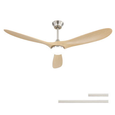 Ventilateur de plafond intelligent de 60 pouces avec lumière DEL à intensité variable avec mémoire, moteur à courant continu réversible silencieux, minuterie (1H / 4H / 8H)