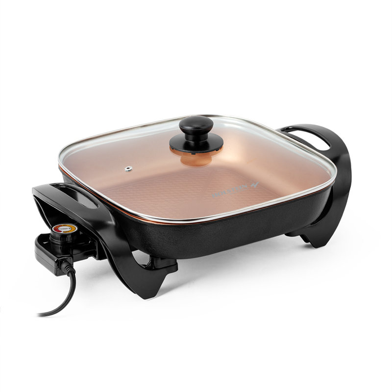 Brentwood 12-Inch Copper Nonstick Electric Skillet with Glass Lid