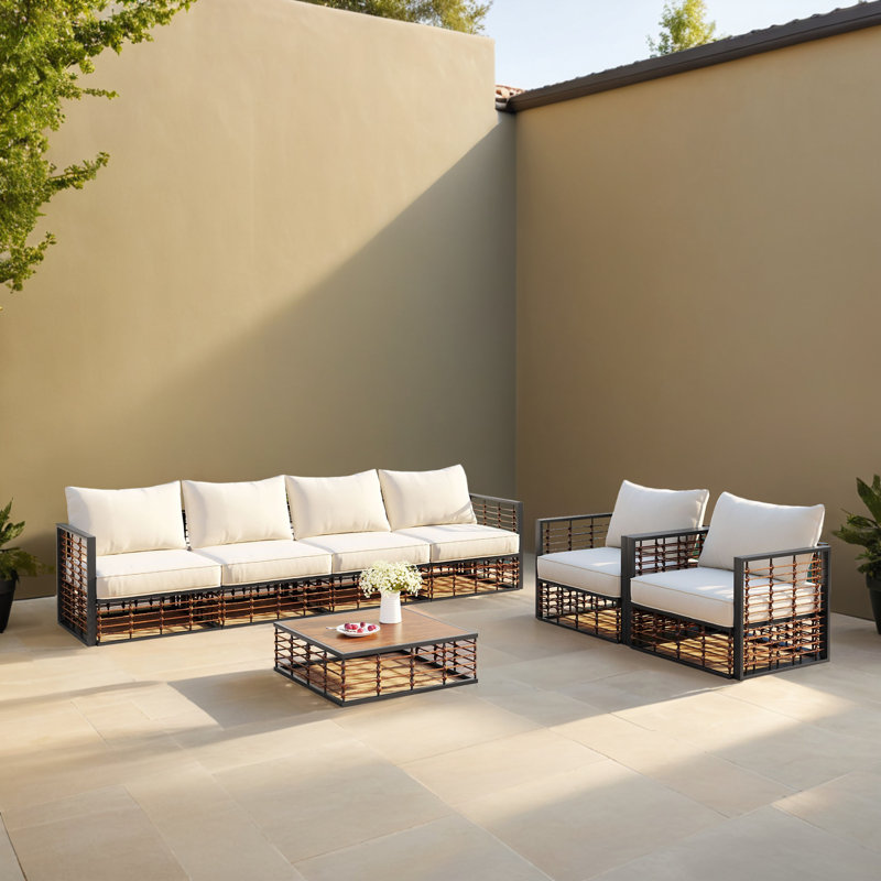 Ensemble de conversation modulaire d'extérieur 7 pièces 7 pièces, Gris foncé