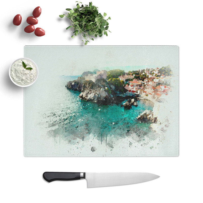 Tempered Glass Walls of Dubrovnik in Croatia in Abstract Chopping Board, 39 cm W x 28.5 cm L