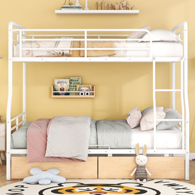 Lit superposé double au-dessus de grand avec tiroirs Patil Kids