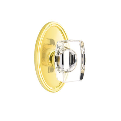 Ensemble de boutons de passage Emtek avec bouton ovale Roestte et verre Windsor