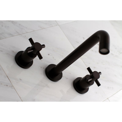 Mondawe Matte Black Wall-mount 1-Handle Waterfall Bathroom Sink Faucet In The Bathroom Sink